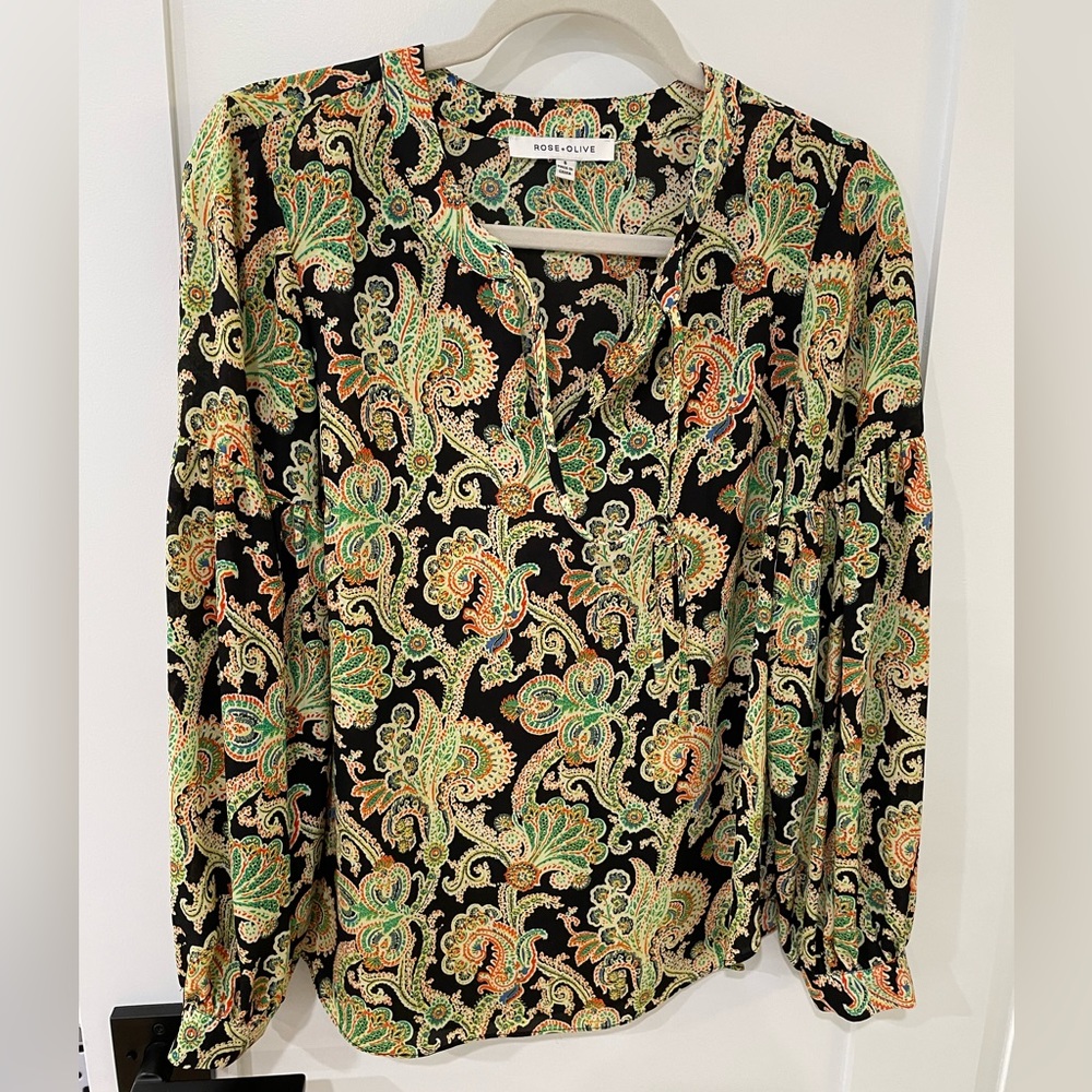 Yellow paisley floral top